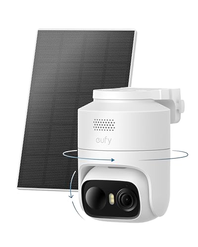 eufy Security eufyCam C37, Solar Cameras Wireless Outdoor,2K Resolution | 360° Pan & Tilt AI Tracking, Human/Pet/Vehicle Detection, Flexible Solar Panel, Color Night Vision, No Monthly Fee