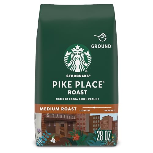 Starbucks Ground Coffee, Medium Roast Hot or Iced Coffee, Pike Place Roast, 28 oz
