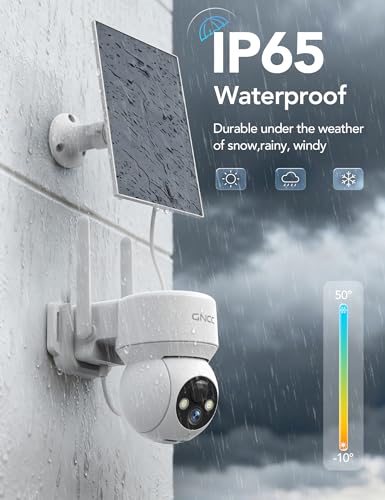GNCC Solar Security Cameras Wireless Outdoor 2.4G WiFi, SD/Cloud Storage | Solar & Battery 360° Security Cameras, Color Night Vision, PIR Motion Detection, Spotlight & Siren Alarm, IP65 Waterproof