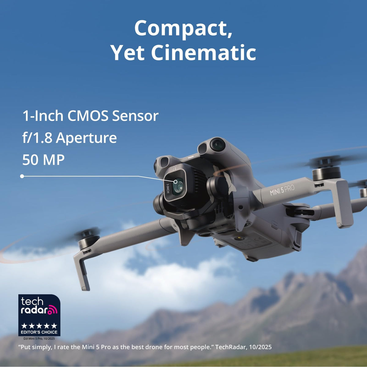 DJI Mini 5 Pro Fly More Combo With DJI RC 2, 1-Inch CMOS | 4K Drone for Beginners With Omnidirectional Obstacle Sensing, ActiveTrack 360°, 225° Gimbal Rotation, 3 Batteries