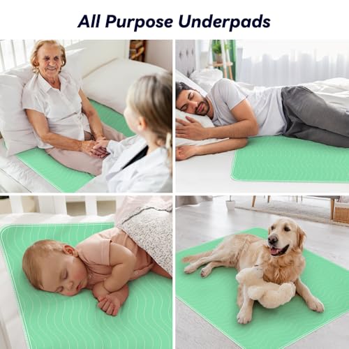 Fygrip 4 Pack 36” x 36” Extra Heavy Absorbency Washable Underpads Bed Pads | WaterProof Quick Drying Nursing Pads Incontinence, Reusable Washable Pee Pads for Dogs, Diaper Changing & Adults
