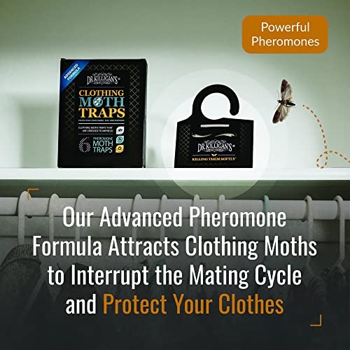 Dr. Killigan's Premium Clothing Moth Traps with Pheromones (Black, 6 Traps) | Clothes Moth Traps with Pheromones, Alternative to Moth Balls, Targets the Webbing Clothes Moth & Casemaking Clothes Moth
