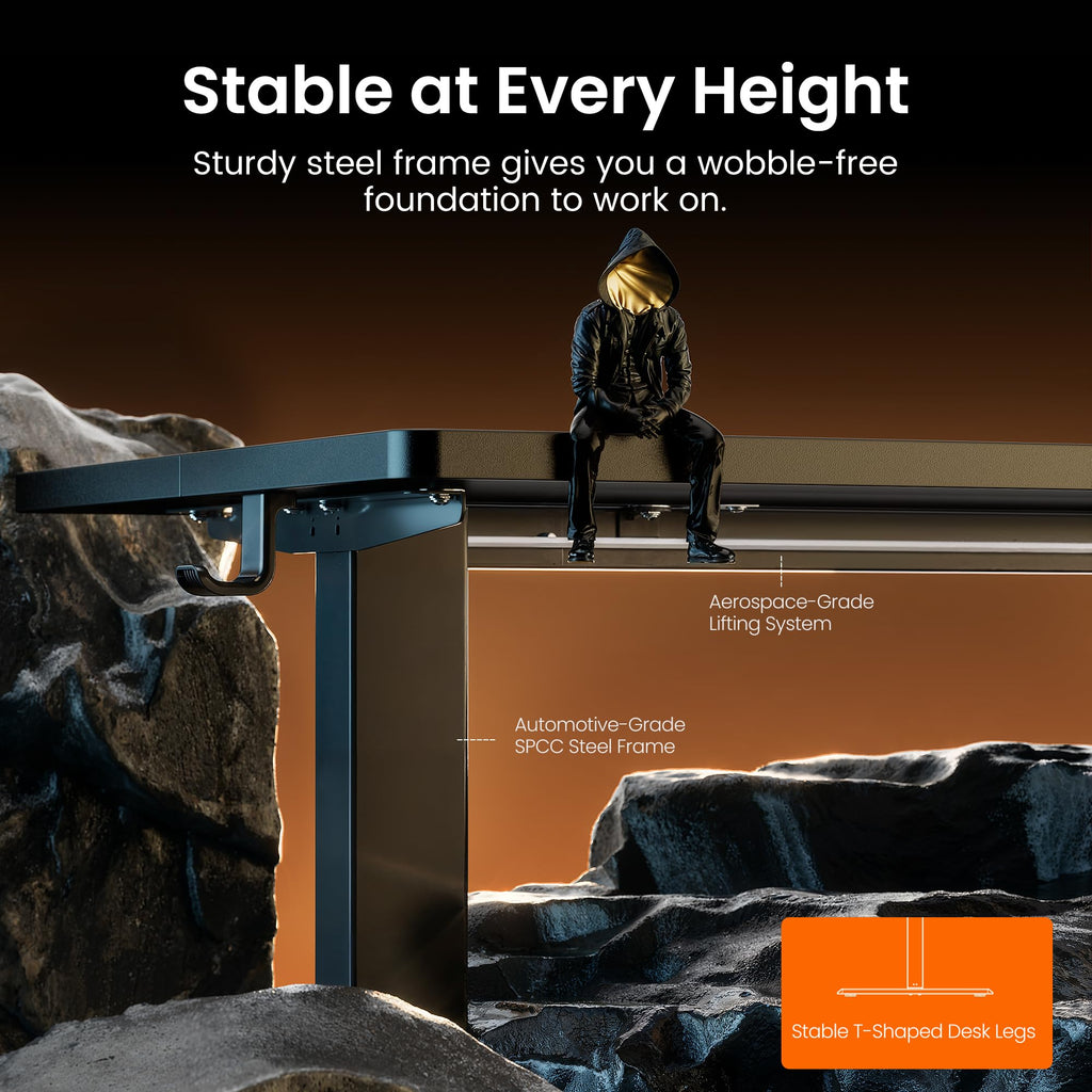 ErGear 48 X 24 Inch Height Adjustable Electric Standing Desk, Black | Stand Up office Desk, Home Office Computer Desk with 4 Memory Presets, Stable Steel Frame, 176 lbs Capacity, Easy Assembly