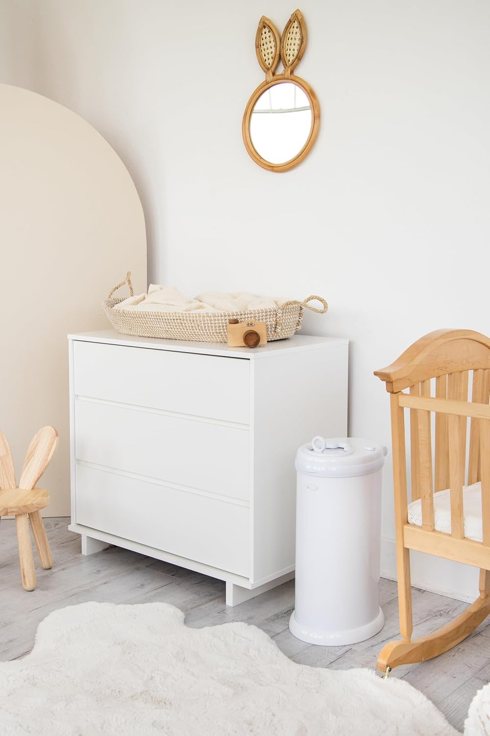 Ubbi Stainless Steel Diaper Pail, No Special Bags, Odor-Locking, White | Award-Winning Registry Must-Have, Childproof Safety Lid with Lock, Holds Up To 55 Newborn Diapers, Modern Nursery Essential