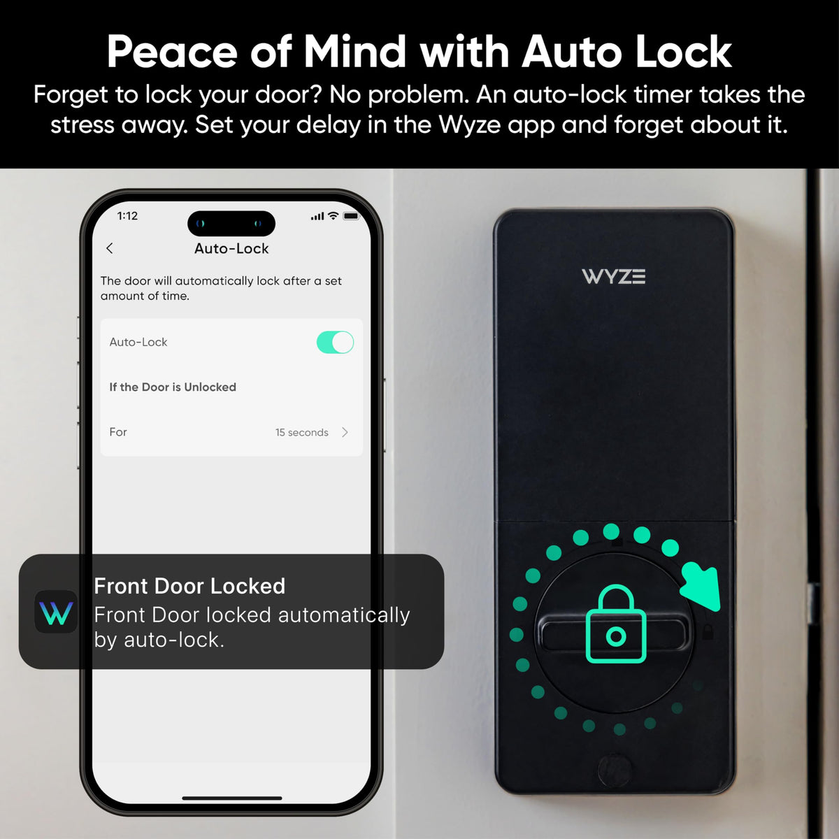 Wyze Auto-Lock Bolt v2, Fingerprint Keyless Entry Smart Lock, AI Learning Scanner with Wi-Fi Front Door Lock Deadbolt, Auto-Lock, 8 Months Battery, BHMA2, IP53, Anti-Peep Keypad, Backup Keys