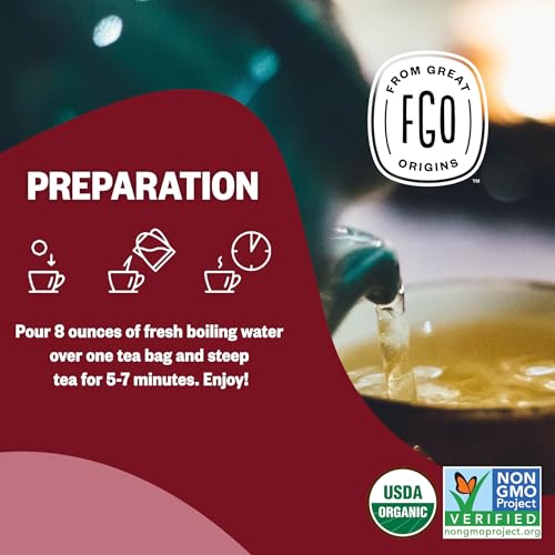 FGO Organic Hibiscus Tea, 100 Count, Eco-Conscious Tea Bags, Caffeine Free, Packaging May Vary (Pack of 1)