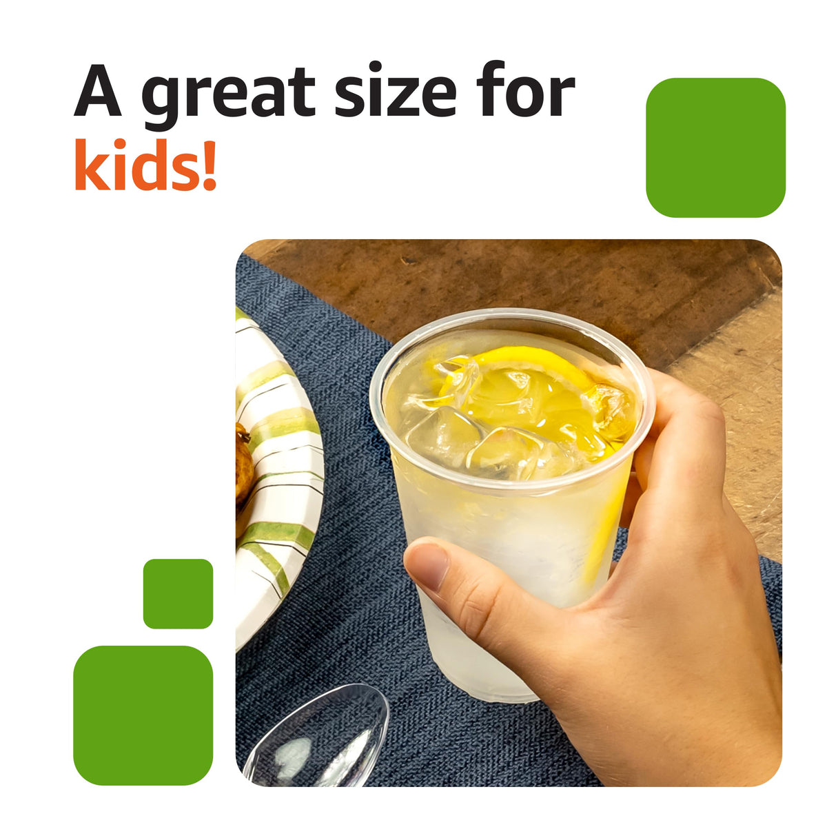 Amazon Basics Small Disposable Clear Plastic Cups, 9oz, 100 Count, Packaging May Vary