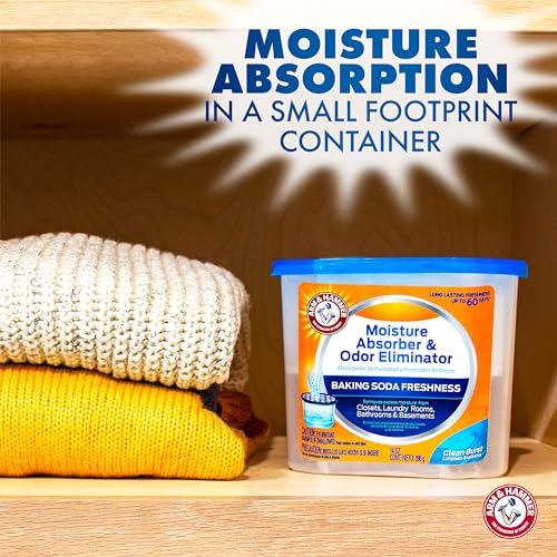 Arm & Hammer Clean Burst Moisture Absorber and Odor Eliminator Tubs, 14 oz., 3 Pack, Attract and Trap Excess Moisture, Eliminate Musty Odors, Convenient and Effective
