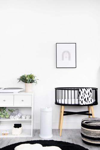 Ubbi Stainless Steel Diaper Pail, No Special Bags, Odor-Locking, White | Award-Winning Registry Must-Have, Childproof Safety Lid with Lock, Holds Up To 55 Newborn Diapers, Modern Nursery Essential