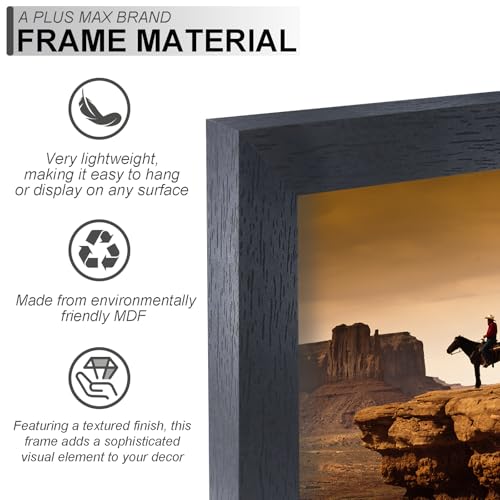 A PLUS MAX 16x20 Picture Frame Black Light Weight Wall Mount | 16 x 20 Inch Black Wood-grain Engineered Wood Material Frame for 16by20 Rectangular Photo Poster - 1 Pack/Black/16x20