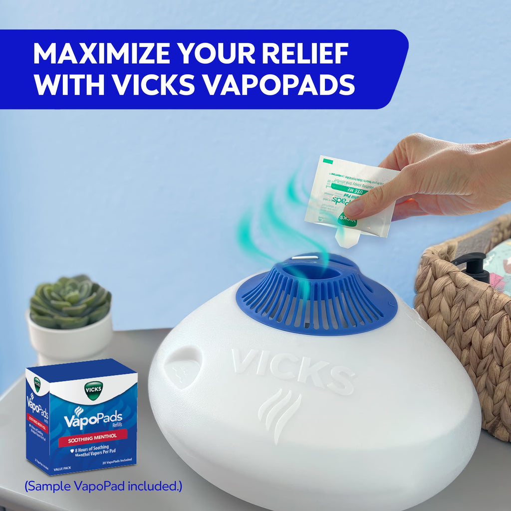 Vicks Warm Steam Vaporizer Humidifier for Medium and Large Rooms, 1.5 Gal | Warm steam humidifier provides warm relief at night for nasal congestion, can be used with VapoPads and VapoSteam