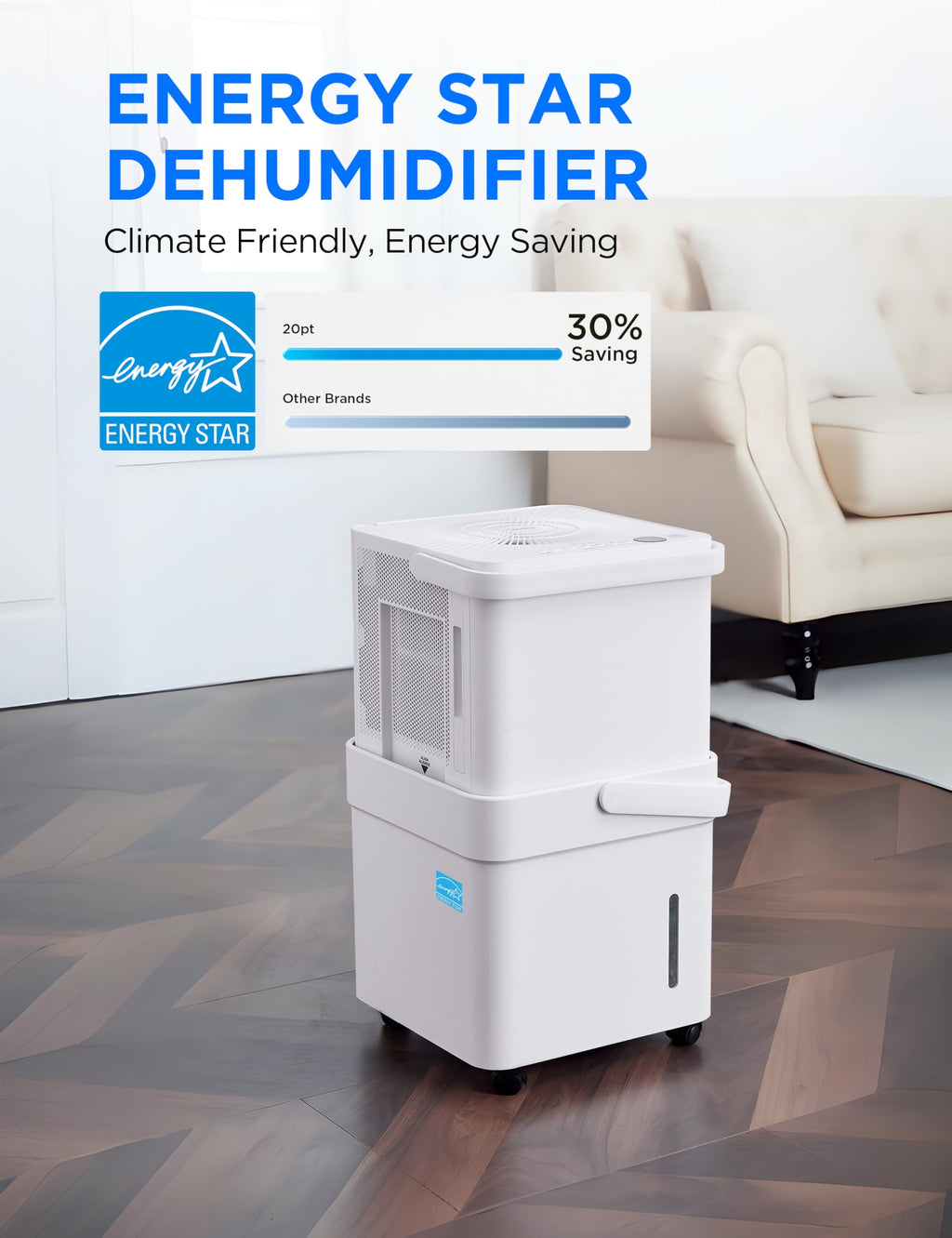 Midea Cube 20 Pint Dehumidifier for Basement, 1,500 Sq. Ft, Energy star