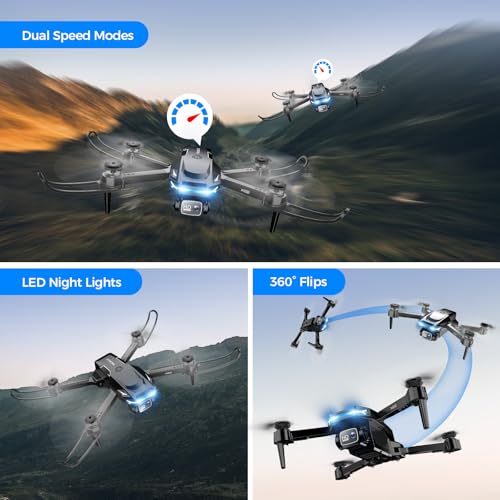 Drone with Camera, Screen on Controller Remote Control Quadcopter FPV Drone | Drone with Built-in Screen Controller for Beginners, Foldable, Gesture Control, 3D Flip, One-Key Start, and Emergency Stop