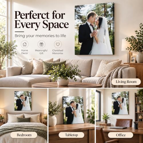 Custom Canvas Prints with Your Photo, Personalized Picture Wall Art 8x10in | Ship Next Day, Custom Photo Gifts for Mom Dad Pet Couple Family Wedding Anniversary, Floating Frame Available, Ready to Hang