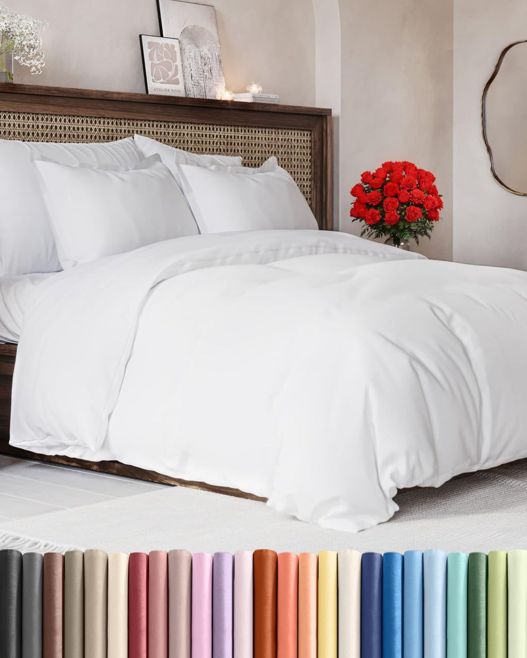 Duvet Cover King Size - Extra Soft 3 Piece with Zipper Closure - White | Extra Soft, Breathable, King Duvet Cover 104" x 90" with 2 Pillow Shams, Zipper Closures & Ties, Women, Men, Kids & Teens