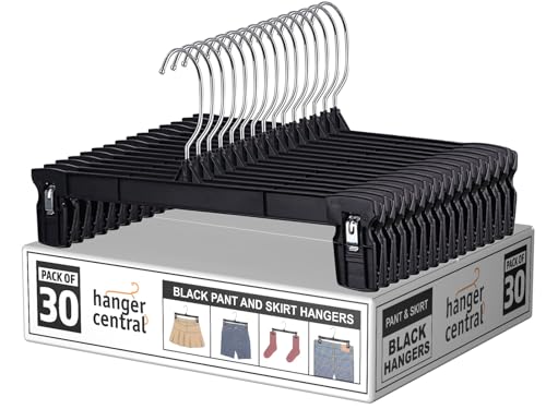 12 inch 30 Pack Pants Hangers Slim Plastic Black