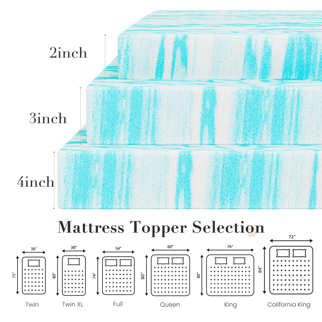 OLIXIS 2 Inch Twin Cooling Gel Infused Memory Foam Mattress Topper, Bed Pad | CertiPUR-US Certified, Soft Ventilated Pressure Relieving Bed Pad in a Box, Breathable Plush Feel