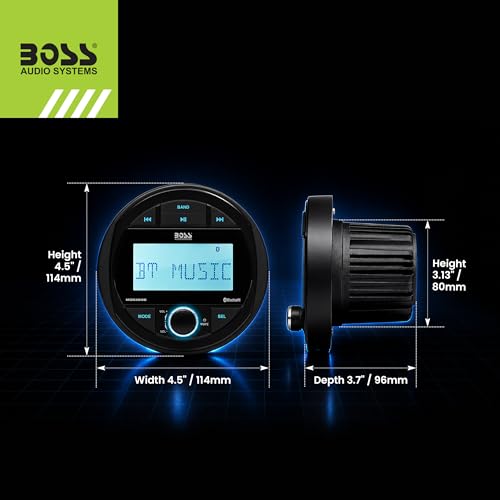 BOSS Audio Systems MGR300B Bluetooth Marine Stereo Gauge Receiver, No DVD