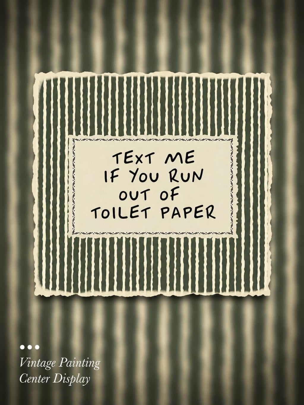 Gold Framed Wall Art, Funny Bathroom Canvas Prints, Text Me If You Run Out Of Toilet Paper Picture Wall Decor, Striped Humorous Decor for Bathroom Toilet Restroom 9x11 inch