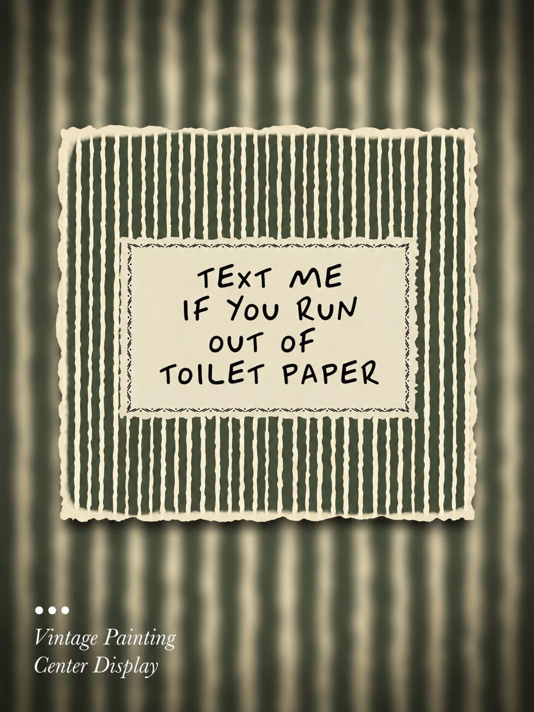 Gold Framed Wall Art, Funny Bathroom Canvas Prints, Text Me If You Run Out Of Toilet Paper Picture Wall Decor, Striped Humorous Decor for Bathroom Toilet Restroom 9x11 inch
