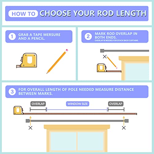 Byondeth Curtain Rods for Windows 16 to 144 Inches Adjustable Length 1 Inch Diameter Window Curtain Rod with Aluminium Finials, Black