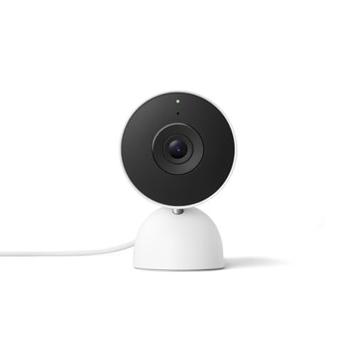 Google Nest Cam Indoor (Wired, 3rd Gen) - Security Camera - 2025 - Snow | 2K video, motion detection, color night vision, 2-way audio, works with Google Home and Gemini, intelligent alerts