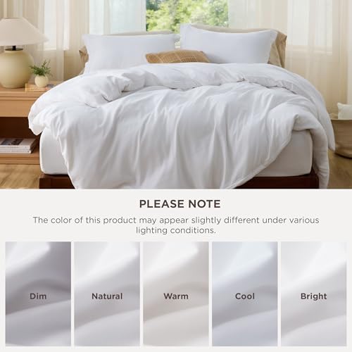 Bedsure Duvet Cover Queen Size, 3Pcs Soft Double Brushed Bedding Set, White | For Kids & Adults, 90"x90" Comforter Cover, Hotel Luxury, All Season, Breathable, Easy Care, Lightweight, Zipper Closure