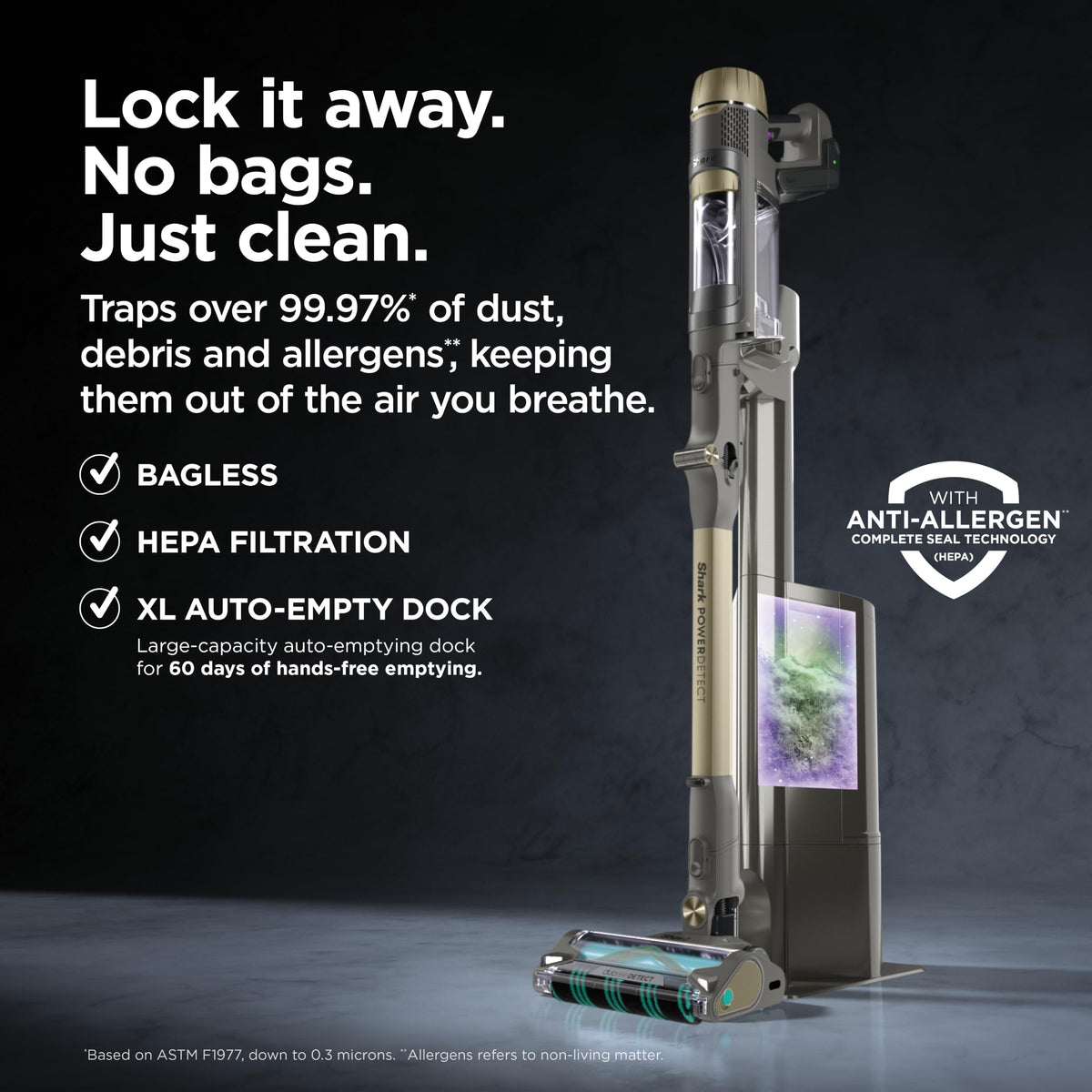Shark® PowerDetect® Pet Plus Clean & Empty Cordless Stick Vacuum, IP3253 | Auto-Empty System, Powerful Suction, HEPA, Carpet & Hard Floor, Portable, Vacuum for Pet Hair, 70-Min Runtime, Gray