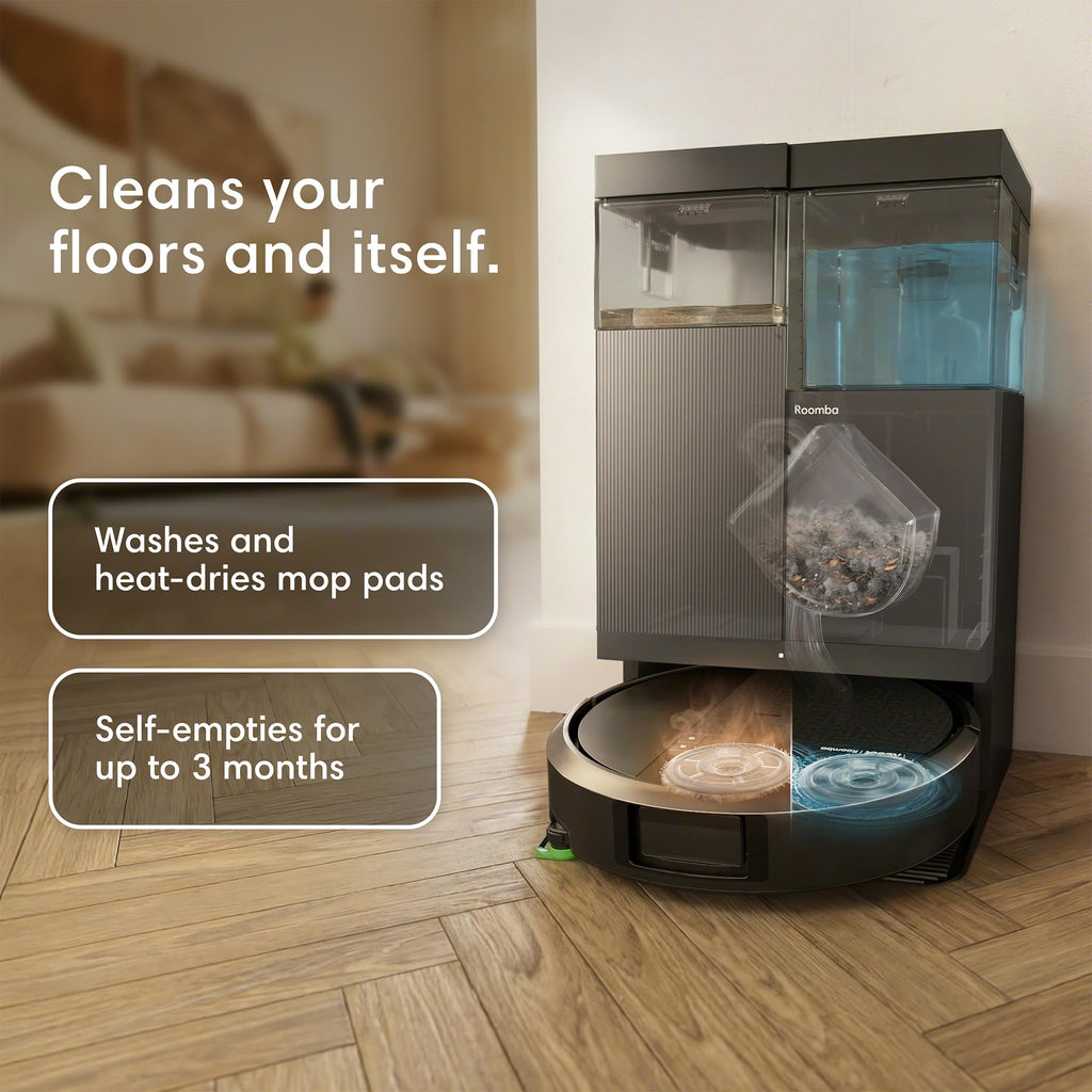 iRobot Roomba 415X Robot Vacuum & Mop Combo, 20,000Pa, 90 Days Self-Emptying, Multifunction Dock Self-Cleaning & Hot Dry, Smart Obstacle Avoidance, Lifting Spinning Mops, Ideal for Pet Hair