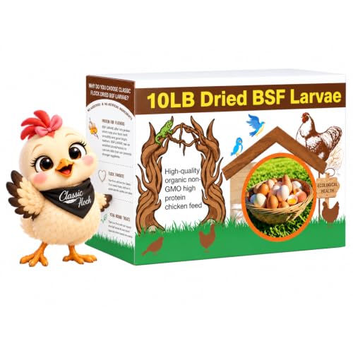 Classic Flock 10LB Dried Black Soldier Fly Larvae for Chickens High Calcium