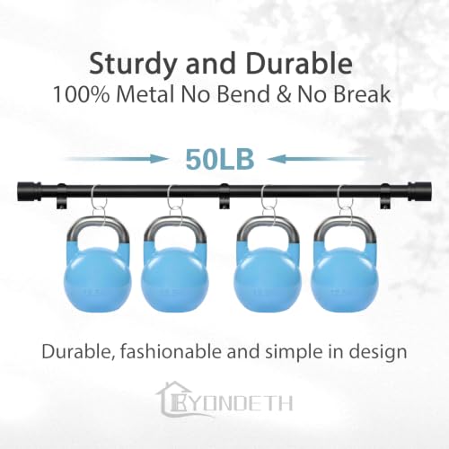 Byondeth Curtain Rods for Windows 16 to 144 Inches Adjustable Length 1 Inch Diameter Window Curtain Rod with Aluminium Finials, Black