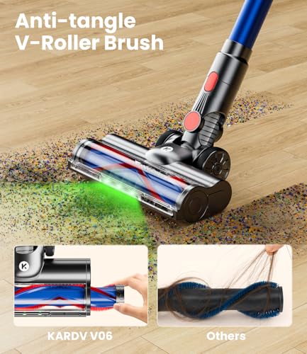 KARDV Cordless Vacuum Cleaner, 500W/40Kpa Vacuum Cleaners for Home, 60Mins Stick Vacuum with LED Display, Anti-Tangle Wireless Vacuum, 8 in 1 Lightweight Vacuum for Hard Floors Carpet Pet Hair