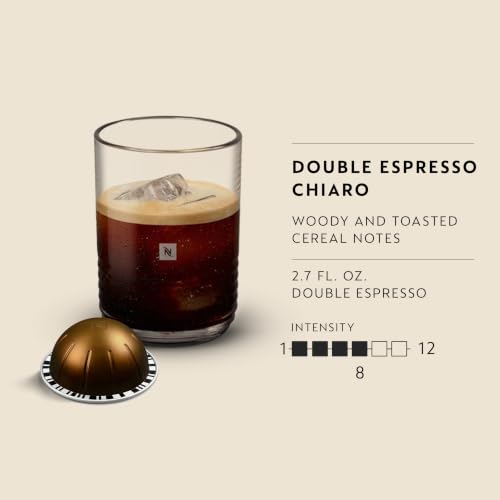 Nespresso Vertuo, Double Espresso Chiaro, Dark Roast, 30-Count Pods | Dark-Roast Coffee Capsules, Intense woody notes with creamy caramel