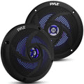 Pyle Marine Speakers -5.25 Inch 2 Way Waterproof and Weather Resistant Outdoor Audio Stereo Sound System with LED Lights,180 Watt Power and Low Profile Slim Style -1 Pair -PLMRS53BL (Black)