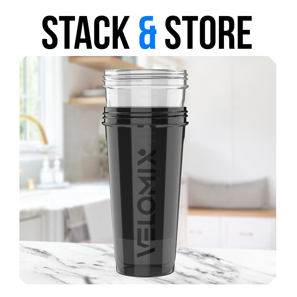 VELOMIX 2 Pack 28oz Protein Shaker Bottle for Protein Mixes, Black/Transpar | 2x Wire Whisk, Leak Proof Shaker Cups for Protein Shakes, Stackable, Dishwasher safe, BPA free, Pre Workout and Fitness ready