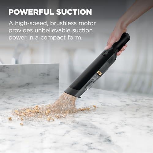 Shark WANDVAC Cordless Hand Vac, Black, WV201BK | Lightweight at 1.4 Lbs., Powerful Suction for Pet Hair, Charging Dock, One-Touch Empty, Car & Home, Duster Crevice Tool