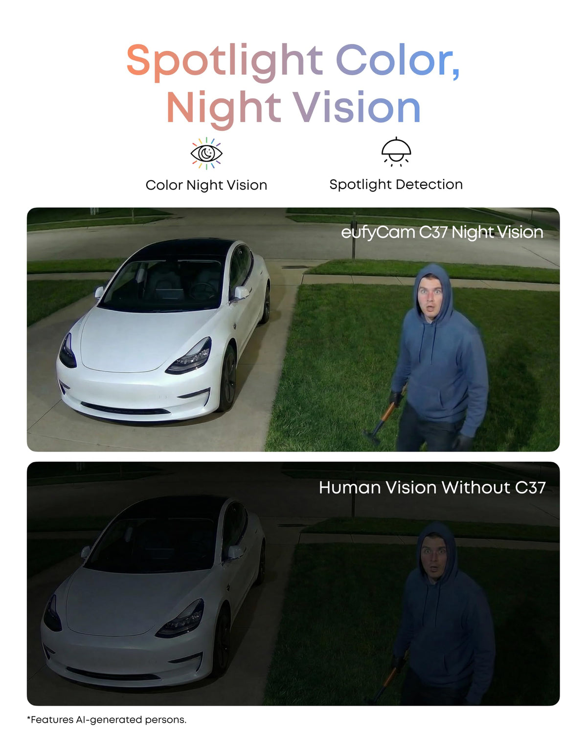 eufy Security eufyCam C37, Solar Cameras Wireless Outdoor,2K Resolution | 360° Pan & Tilt AI Tracking, Human/Pet/Vehicle Detection, Flexible Solar Panel, Color Night Vision, No Monthly Fee