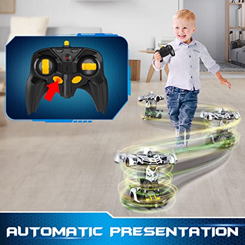 FDJ Remote Control Car - Transform Toys Car Robot, One Button Deformation to Robot with Flashing Light, 2.4Ghz 1:18 Scale Transforming Police Car Kids Toys with 360 Degree Rotating, Girls Boys Toys