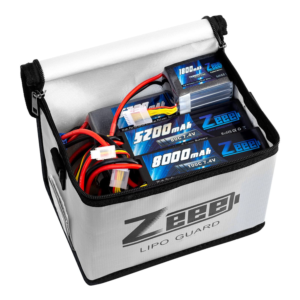 Zeee Fireproof Explosionproof Lipo Bag Battery Storage(8.46 x 6.5 x 5.71in) | Large Capacity Guard Pouch for Lipo Charge & Storage