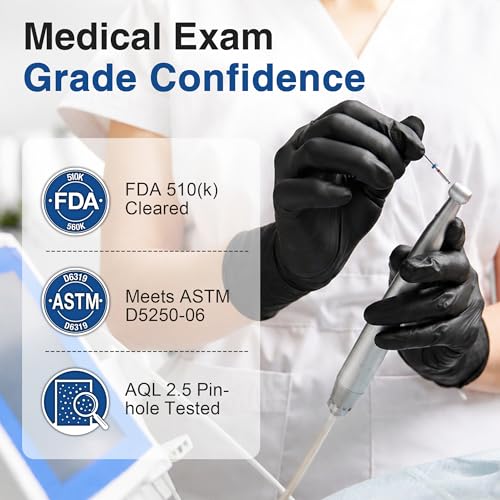 Schneider Medical Nitrile/Vinyl Blend Exam Gloves, Black Disposable | Latex&Powder free, Food Safe, Cleaning, Exam, Cooking, Food Prep, BBQ, 4 mil