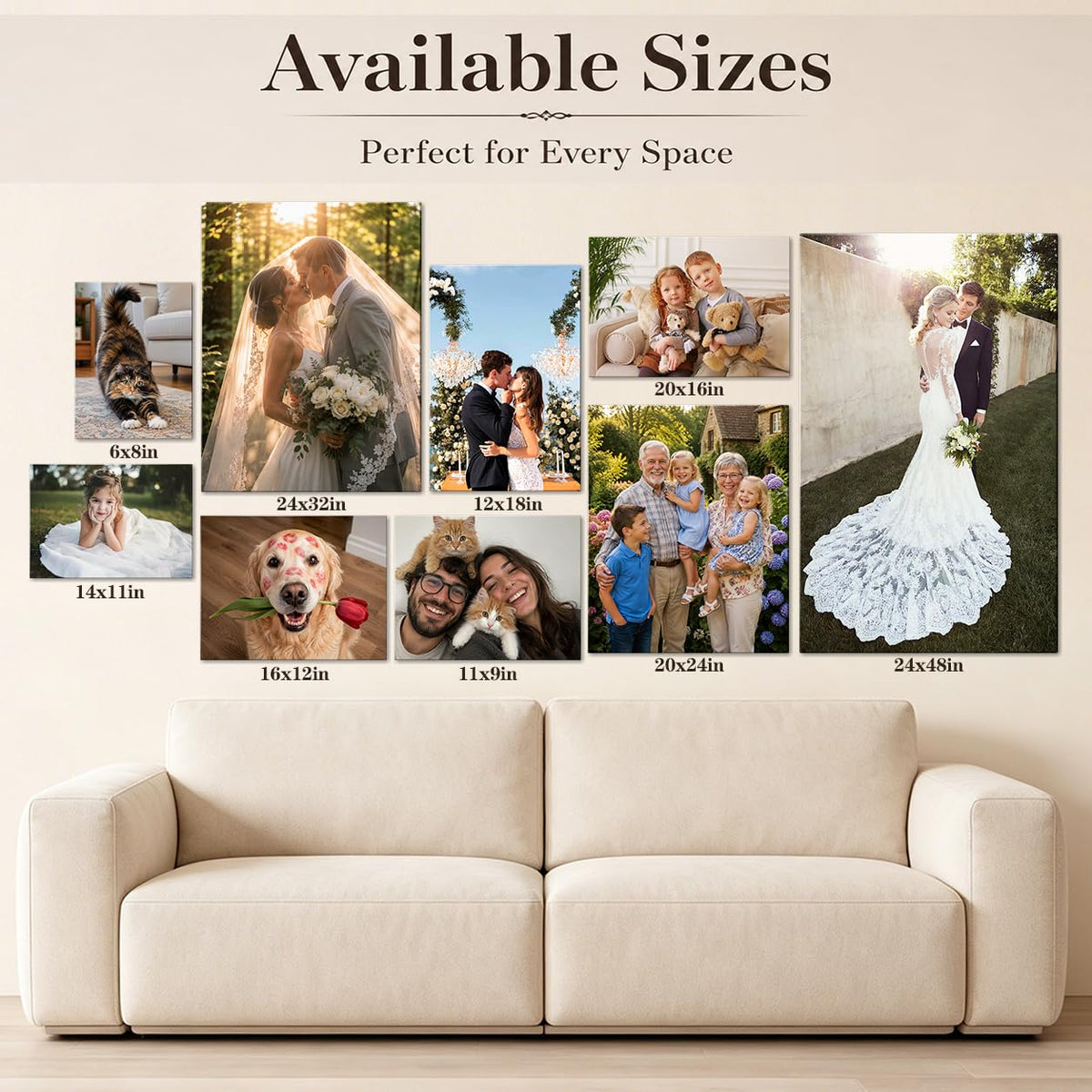 Canvas Prints with Your Photos,Ship Next Day Custom Canvas Wall Art 8x10 | Personalized Framed Canvas Pictures,Custom Photo Gifts for Wedding, Family, Frineds, Pets,Ready to Hang Home Decor