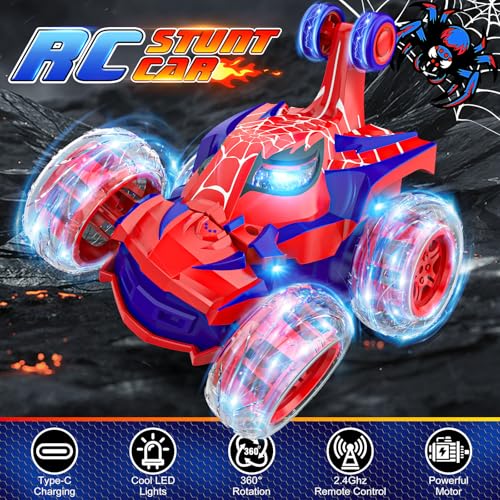 Mafbeanl Remote Control Car Stunt RC Cars 360° Rotating | 2.4GHz Rechargeable Wheel Lights Toys Car Gift for Boys 3 4 5 6 7 8 9 10 11 12
