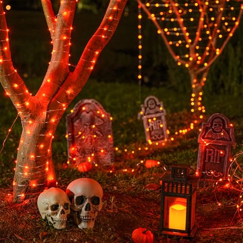 JMEXSUSS 2 Pack Orange Fairy Lights Battery Operated, Total 200 LED 66ft