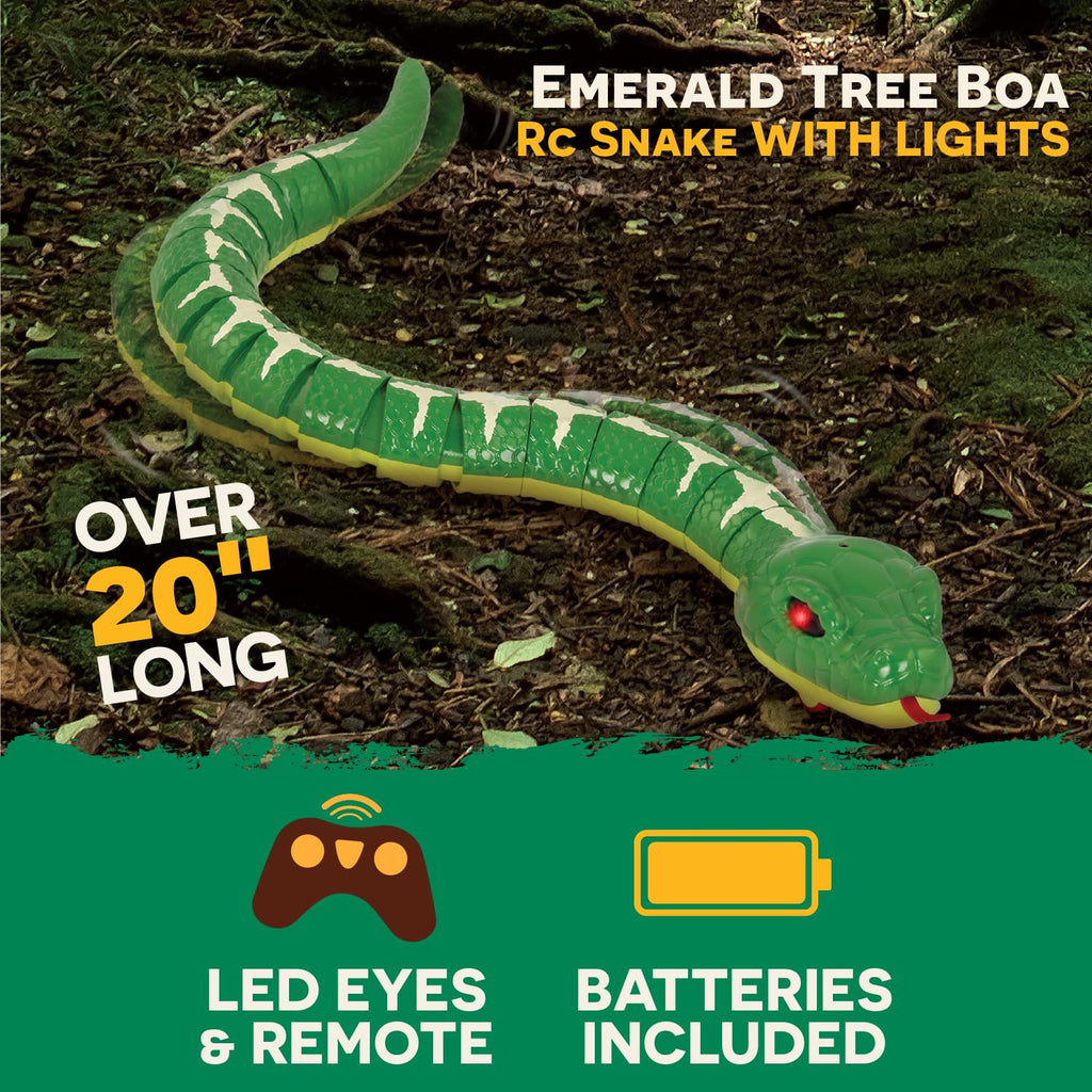 Terra by Battat Remote Control Snake, Emerald Tree Boa, Green, Animals | Electronic snake toy with remote, LED light-up eyes, S-shaped movement, includes 1 snake and 1 remote control, 6+ Years
