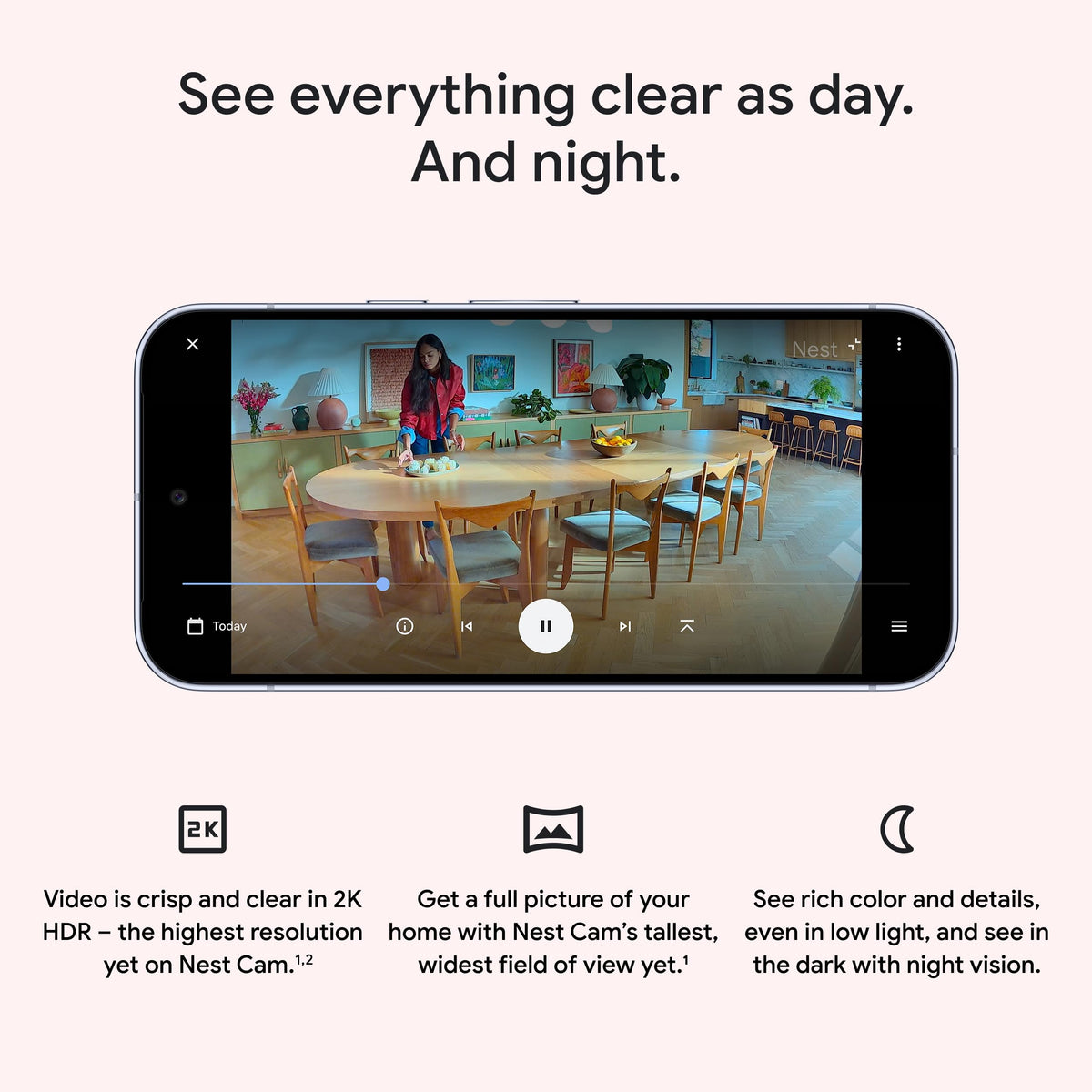 Google Nest Cam Indoor (Wired, 3rd Gen) - Security Camera - 2025 - Snow | 2K video, motion detection, color night vision, 2-way audio, works with Google Home and Gemini, intelligent alerts