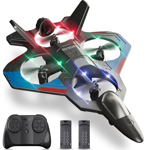 4DRC RC Planes Remote Control Airplanes for Kids Adults,Black,2Batteries | Remote Control Planes for Kids Adults Beginners, Remote Control Helicopter Fighter Jet Drones for Kids Adults, 360° Flip