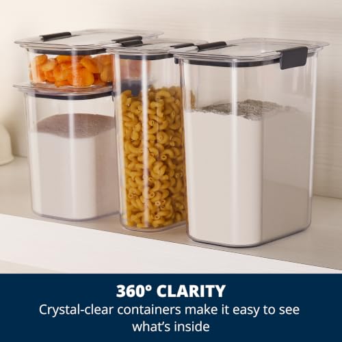 Rubbermaid Brilliance 12-Cup Airtight Food Storage Container, Perfect for Pantry Staples, Clear/Grey