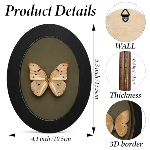 3Pcs Vintage Moody Butterfly Art Oval Small Wall Art Framed Decor | Butterfly Wall Decor Prints Pictures Vintage Room Decor for Home Bathroom Living Room