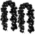 2Pcs Black Maple Leaf Garland Halloween Artificial Fall Leave Vines | 11.8FT, Fall Floral Garlands Thanksgiving Decor for Home Wedding Party