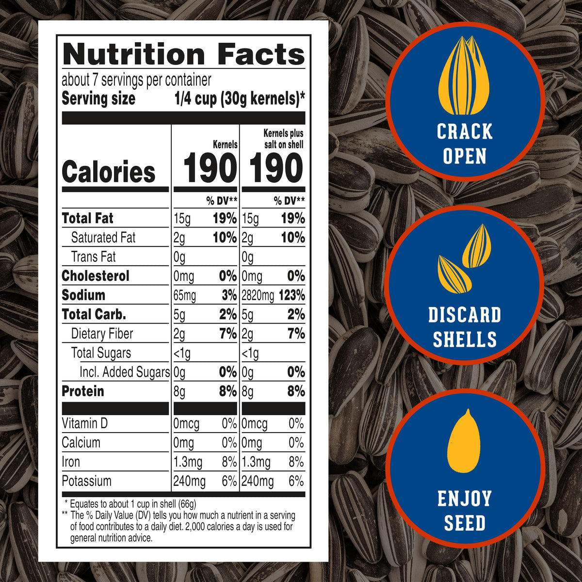 DAVID Jumbo Sunflower Seeds, Original Flavor, 16 oz. | 8g protein per serving; Original flavor; great for baseball games & road trips; also perfect for desk snacking